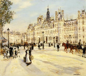 Jean Francois Raffaelli El Hotel de Ville de París Pinturas al óleo
